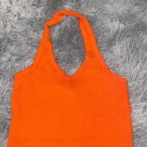 Vibrant Orange Halter Top